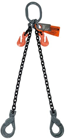 Advantage Rigging - Chain Sling - 5/16 x 5' Double Leg with Positive Locking Hooks and Adjusters - Grade 100