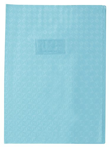 Calligraphe 72222C - Heftumschlag / Heftschoner / Hefthülle Calligraphe mit Feinkörnung & Diamantmotiven DIN A4 21x29,7 cm, Etikettenhalter aus PVC blickdicht und strapazierfähig, Hellblau, 1 Stück