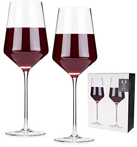 Viski Raye Crystal Bordeaux Glasses (Set of 2)