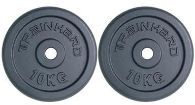 Train Hard Hantelscheiben Set Gewichten Gusseisen 30/31 mm Lochdurchmesser 2 x 10 kg