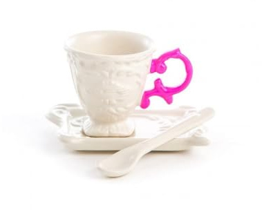 I-Wares Service à café en porcelaine avec manche Bleu