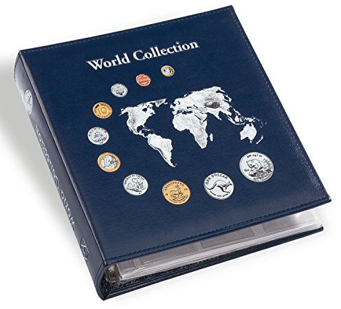 Leuchtturm 344959 Münzalbum Optima World Money - Schutzkassette und 5 Hüllen für Münzen mit Ø 42, 27, 20, 34 mm - blau