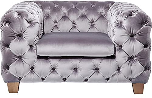 Kare Design Sessel Desire, Silbergrau, XXL-Sessel, samt, Arm- und Rückenlehne, Knopfheftung, Velvet, 72x131x106cm (H/B/T)
