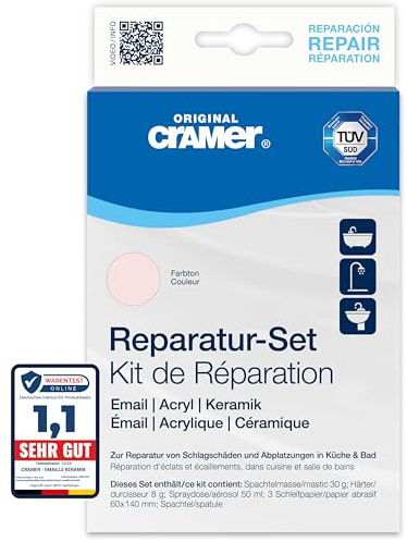 Cramer Kit de réparation Whisper rose - Pour baignoires, receveurs de douche et lavabos - Solution professionnelle pour réparer les dommages causés par les chocs et les éclats sur l'émail, la