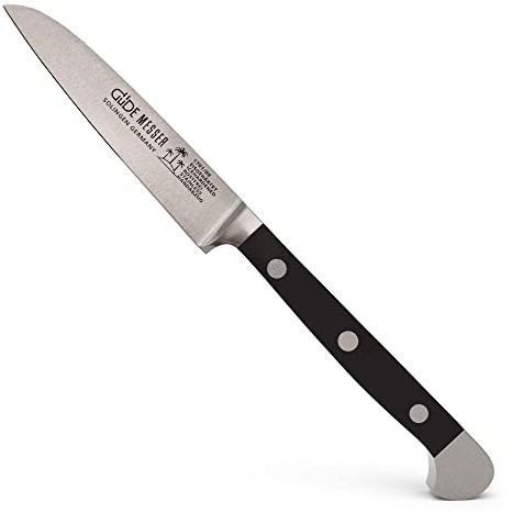 Güde Solingen - Gemüsemesser geschmiedet, 9 cm, POM schwarz, ALPHA, Doppelkropf, Handmade Germany