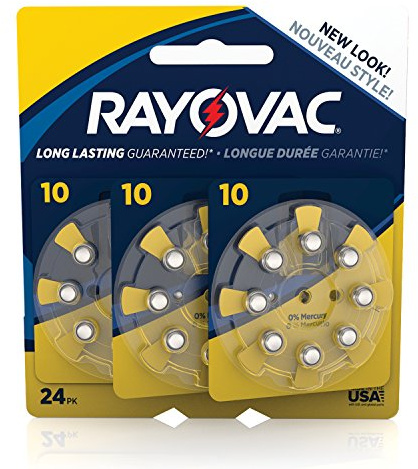 Rayovac Mercury Free Hearing Aid Batteries, Size 10, 24-Pack (L13ZA-24ZM) by Rayovac