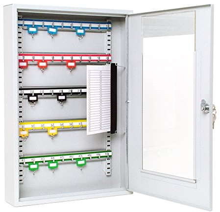 Burg Wachter KC50HD Schrank mit 50 Haken und Plexiglasfenster für einfache Sichtprüfung, verstellbare Hubstangen, Tags Identifikationstabelle Sicheres Schloss mit 2 Schlüsseln, alle Wandbefestigungen