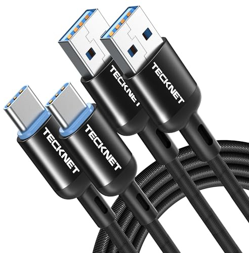 TECKNET USB C Fast Charging Cable, 2 Pack 2M 3.3A Nylon Braided Type C Cable for iPhone Samsung Galaxy S22 S21 S20 Google Pixel Xiaomi Sony Xperia and more