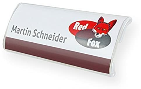 10 Stück Profil-Namensschild aus Acryl gewölbt mit starkem Magnet Größe: 75x27 mm Befestigung Name Badge Namensschilder für Kleidung, selbstbeschriftbar