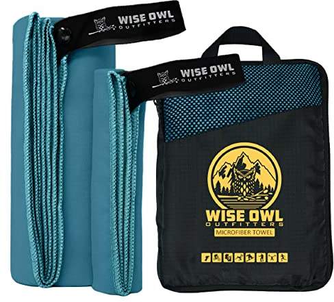 Camping Towel by Wise Owl Outfitters - Ultra Soft Compact Quick Dry Microfiber - Great for Fitness, Hiking, Yoga, Travel, Sports, Backpacking & The Gym - Free Bonus Hand Towel 24x48 MB
