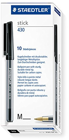 STAEDTLER Stick 430 M-9 Ballpoint Pen Medium - Black (Box of 10)