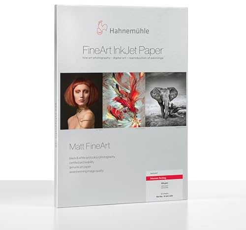 Hahnemühle 10641649 Digital FineArt Museum Etching Papier, 350 g/m², DIN A3+, 329 x 483 mm, naturweiß