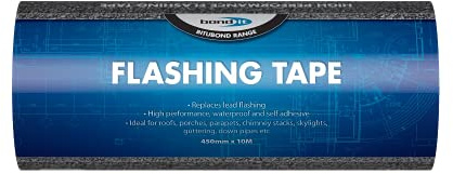 Bond-It Flashing Tape 450mm x 10Metres - Peel & Seal self-Adhesive Flashing Tape That's Weatherproof, Tough, Flexible & Easy to use. Great for roof Repairs! Choice of Widths & Lengths., Black, BDF007