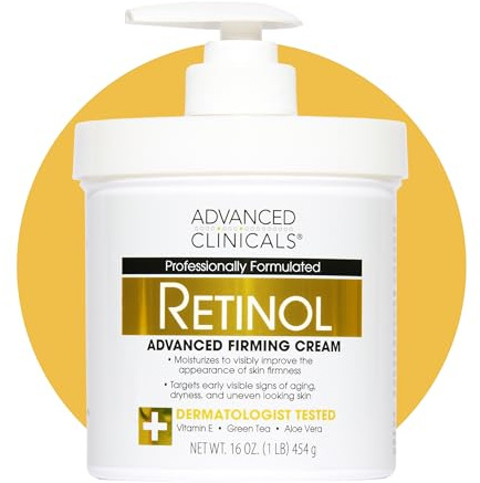Advanced Clinicals Retinol Body Lotion & Face Moisturizer | Visible Anti Aging Skin Care Retinol Body Cream For Women & Men Targets Look Of Fine Lines, Wrinkles, & Crepe Looking Dry Skin, 16 Ounce