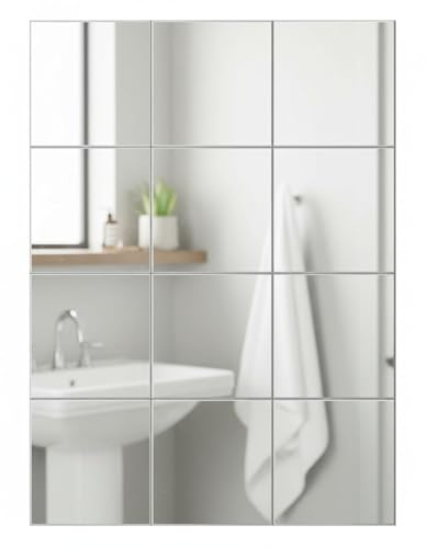 LISSEK Set di 4 piastrelle a specchio, 20 x 20 cm, 4 pezzi