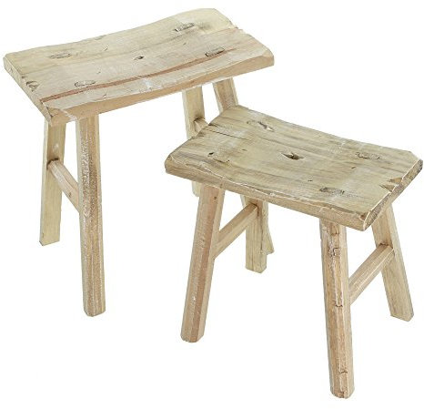 FRANK FLECHTWAREN Holzhocker Rustikal, im 2er Set