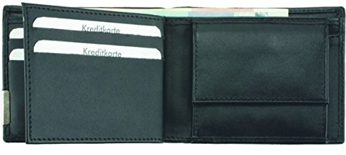 ALASSIO Portefeuille Paysage en Cuir Nappa Fin avec emblème en métal Noir, env. 10 x 8 cm, Noir, 10 cm, Porte-Monnaie