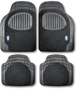 Goodyear GOD9024 1 Set di Tappetini in Gomma e Moquette, 4 Pezzi Tagliati, Nero