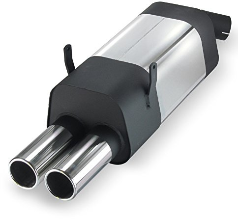 JOM Car Parts & Car Hifi GmbH 85632 Edelstahl-Endschalldämpfer mit 2X 76mm Endrohren gerade