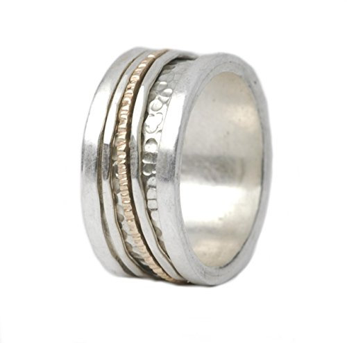 Tiljon Bicolor Designer Silber-Gold mit drei drehbaren Ringschienen Ringgröße 59 (18.8)