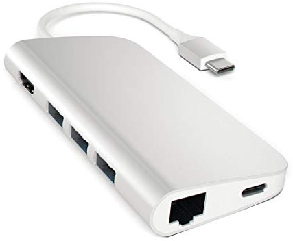 SATECHI 8 en 1 Hub USB C Adaptador con HDMI 4K@30Hz, Carga PD 49W, Ethernet, Lectores SD/MicroSD y 3X USB 3.0 para MacBook Air y Pro, PC portatil, iPad y más – Plata