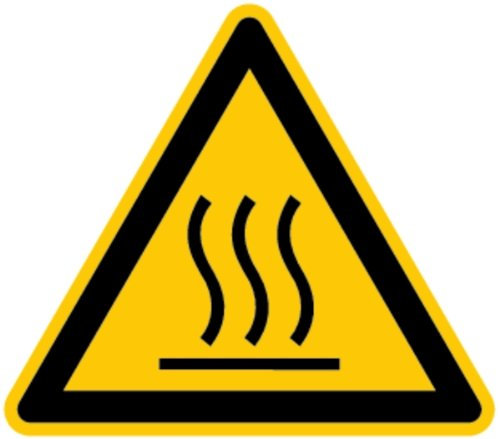 LEMAX® Warnschild, Warnung vor heißer Oberfläche W017 | Folie selbstklebend | 50mm | ASR A1.3 (DIN EN ISO 7010), 500 Stk