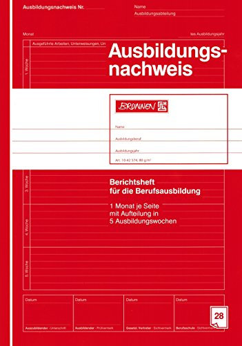 Ausbildungsnachweis/Berichtsheft BRUNNEN 28 Blatt / A4 (Berufsschule) rot