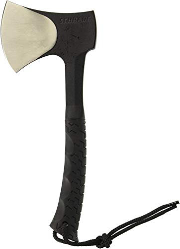 Schrade SCAXE10 28,2 cm Vollzapfen Beil mit 9,1 cm Edelstahlklinge und TPR-Griff für Outdoor-Survival-Camping und alltägliche Aufgaben, Schwarz