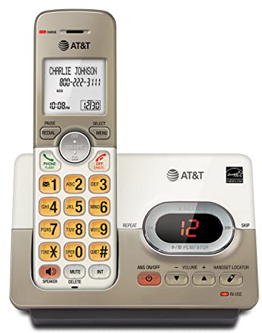 AT&T EL52113 Cordless Phone with Answering System & Extra-large Backlit Keys Light champagne