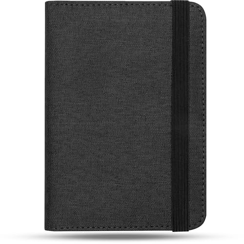 Reisepasstasche mit RFID Schutz – Reiseetui für Dokumente & Kreditkarten – Ausweistasche aus recyceltem Polyester – Reise Organizer mit Gummibandverschluss - Reisepasshülle RFID Blocker (Dunkelgrau)