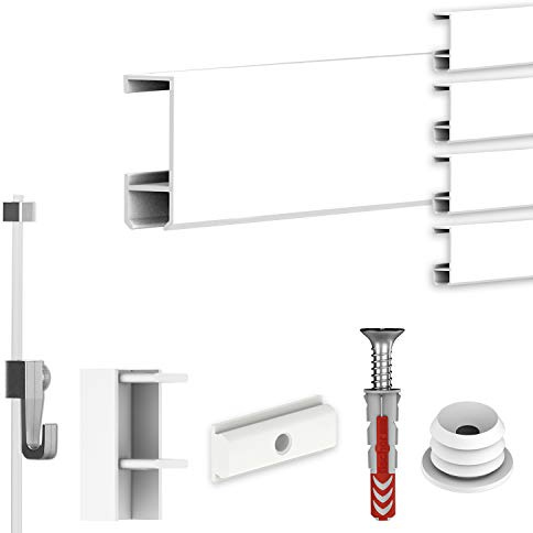 hang-it Komplettset - Galerieleisten Bilderleisten - 10 Meter inkl. Bilderhaken, Seile und Montagematerial