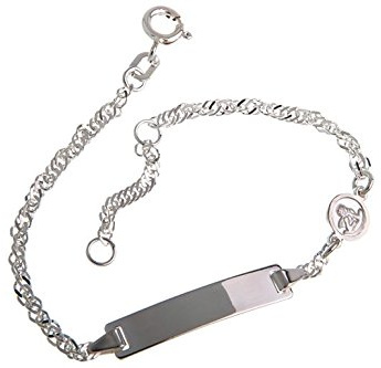 Silberketten-Store Baby- & Kinder ID Armband Singapur mit Engel-Anhänger inkl. Gravur & Geschenksäckchen I aus 925 Silber I nickelfrei & allergiker-geeignet I 10 Schriftarten