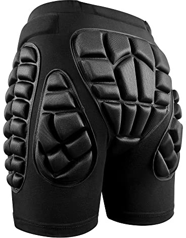 Soared 3D Protection Hip Butt EVA Paded Short Pants Protective Gear Guard Impact Pad Ski Ice Skating Snowboard Black XXL