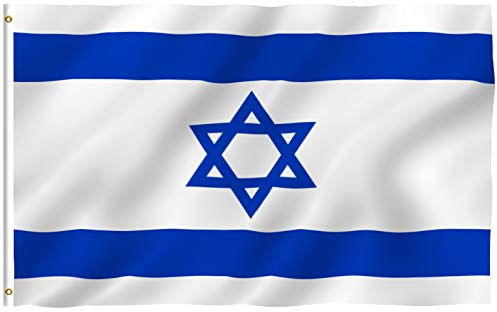 Anley Fly Breeze 3x5 Fuß Israel Flagge - Lebendige Farbe und UV-beständig - Canvas Header und doppelt genäht - Israelische Nationalflaggen Polyester mit Messingösen 3 X 5 Ft