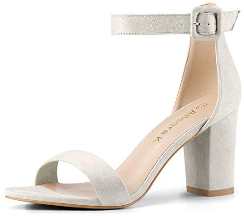 Allegra K Sandales à Bout Ouvert Chunky à Talon Haut pour Femme Gris 44