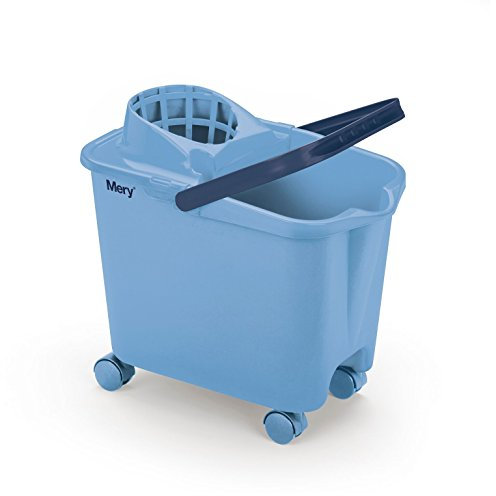 Mery | Seau avec Essoreur, 14L, 4 Roues Pivotantes à 360º, Résistant et Pratique, Seau Essoreur Plastique, 25.5 x 39 x 36.5 cm, Bleu