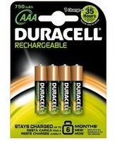 Duracell Rechargeable Plus AAA Rechargeable Battery Nickel-Metal Hydride (NiMH) – Batteries (Rechargeable Battery, Nickel-Metal Hydride (NiMH), 1.2 V, 4 Pieces, 750 mAh, Green)