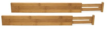 Lipper International Passgenaue verstellbare Kommoden-und Küchenschubladen-Trennwände, Bambusholz, 17 3/8 to 22 1/8 Deep x 2 2/3 Tall (Set of 2), 2