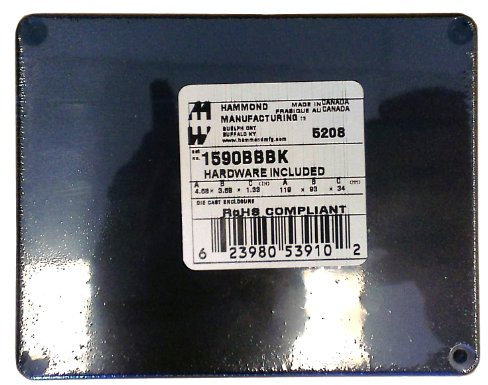 Hammond 1590BBBK Black Diecast Aluminum Enclosure -- Inches (4.67 x 3.68 x 1.18) mm (119mm x 94mm x 30mm)