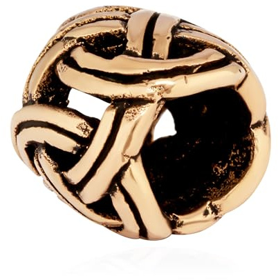 NKlaus Haarschmuck Bronze Bartperle Design NAMESTE Knotenmuster, 1 Stück | Höhe: 7,7mm; Innendurchmesser: 5mm; Breite: 7,6mm