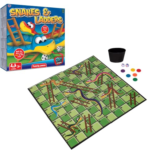 HTI Toys Traditional Games Snakes & Ladders Family Board Game Set