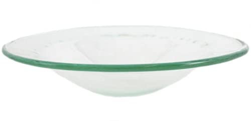 Magical Gift Store Premium White & Green Spare Glass Dish for Oil Burners - 2.4cm x 11.5cm (1 Pc) Universal Fit, Durable & Heat-Resistant Glass - Perfect for Home & Office