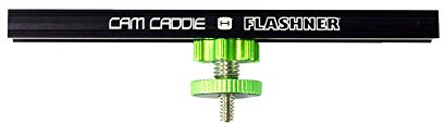 6 Inch Cold Shoe Extension Bracket - Dual Sided Camera Flash Mount with 1/4-20 Flashner Adapter by Cam Caddie - Black / Green