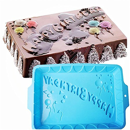1 Stück Geburtstag Feiern Silikon Backformen, FantasyDay Antihaftbeschichtet Silikon Kuchenform Muffinbackformen Brotbackform für Muffins Kuchen Pudding Torte - Hochwertige Silikonbackform Kastenform