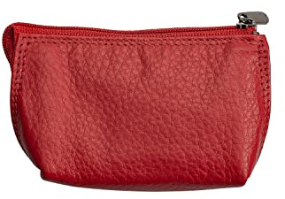 Josephine Osthoff - Schlüsseltui MAXX Schlüsseltasche Münztasche in Leder Echtleder mit Kreditkarten-RFID-Schutz Doppelnaht 1 Außentasche 1 Kartenfach 1 Schlüsselfach mit 2 Ringen, Farbe:Kirsche