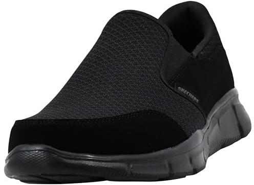 Skechers Men's Equaliser Persistent Low-Top Sneakers, Black Mesh/ Duraleather/ Trim, 11 UK