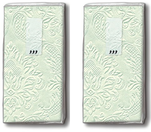 20 Taschentücher (2x 10) Taschentücher Moments Ornament pale green - Uni pastellgrün mit Ornamente geprägt/Freudentränen/Hochzeit