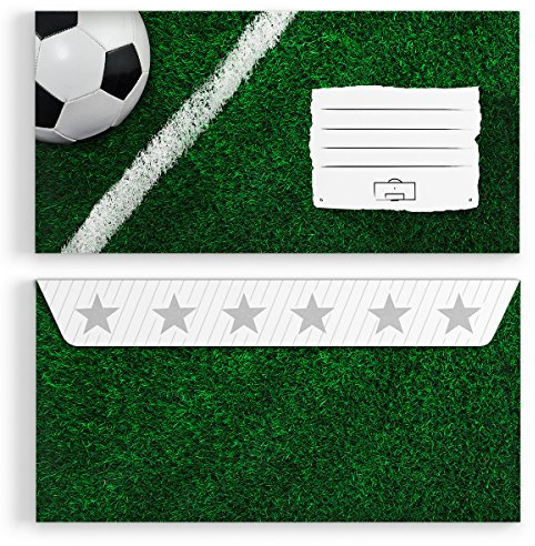 (10 x) Briefumschläge DIN-Lang - Fussball Einladungskarten Kuvert selbstklebend