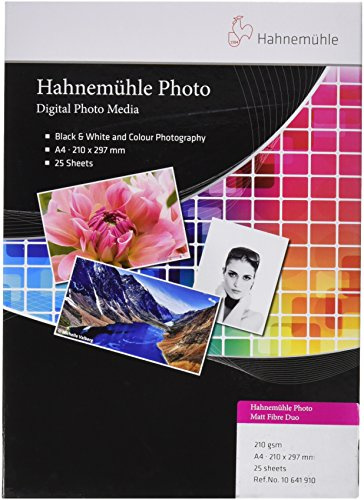 Hahnem?hle 10641910 Photo Matt Fibre Duo Papier, 210 g/m?, DIN A4, 210 x 297 mm, naturwei?