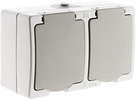 Akya Double prise 2P+T 16A Gris Clair IP54